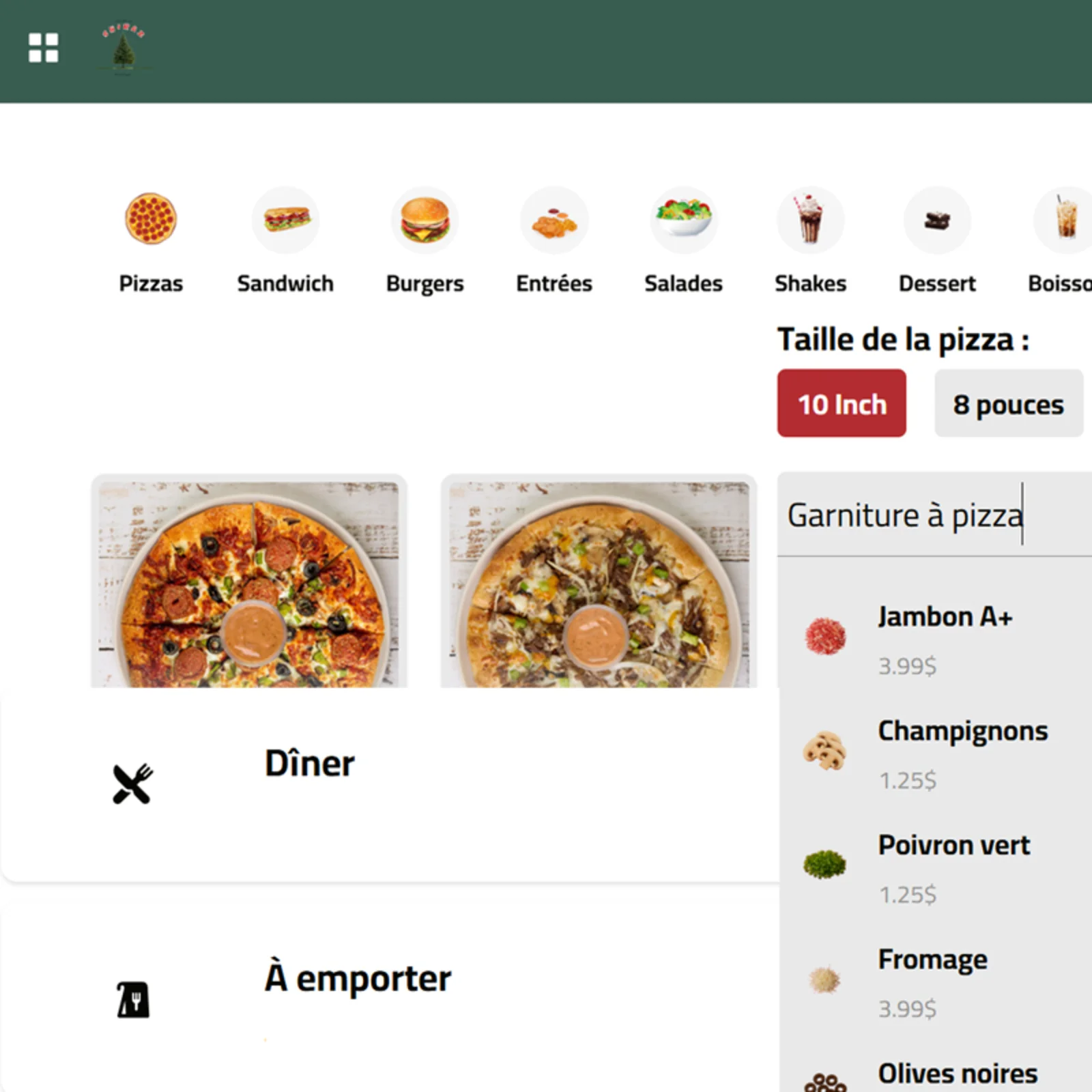 Site web de restaurant